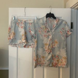 Floral Silk Button-Up Pajamas